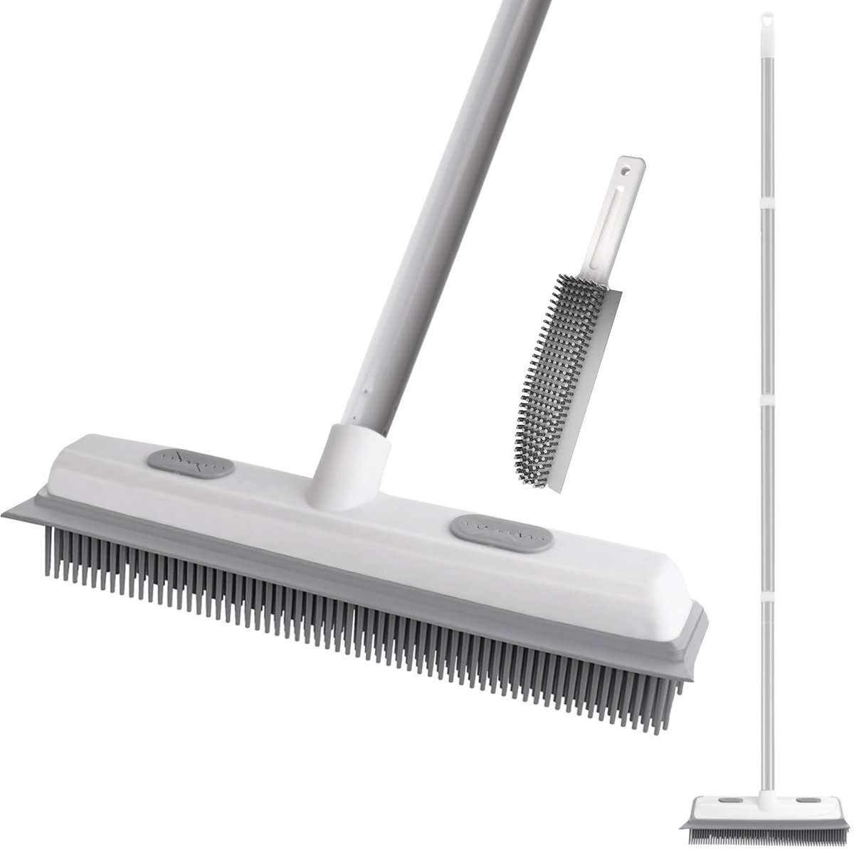 Dailygoods - 2-in-1 Rubber Broom met Squeegee en Fluffy Roller - Perfect voor Huisdieren