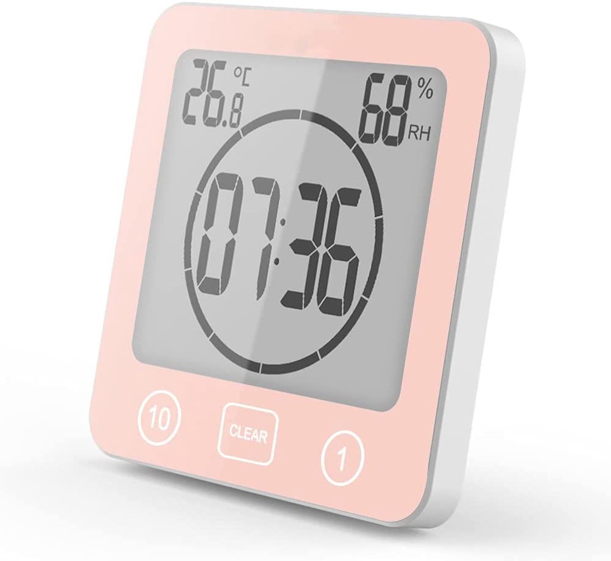 Dailygoods- Badkamerklok Waterdicht - LCD Digitale Doucheklok - Countdown Timer - Temperatuur/Luchtvochtigheid - Perfect Cadeau - Eenvoudig te Lezen