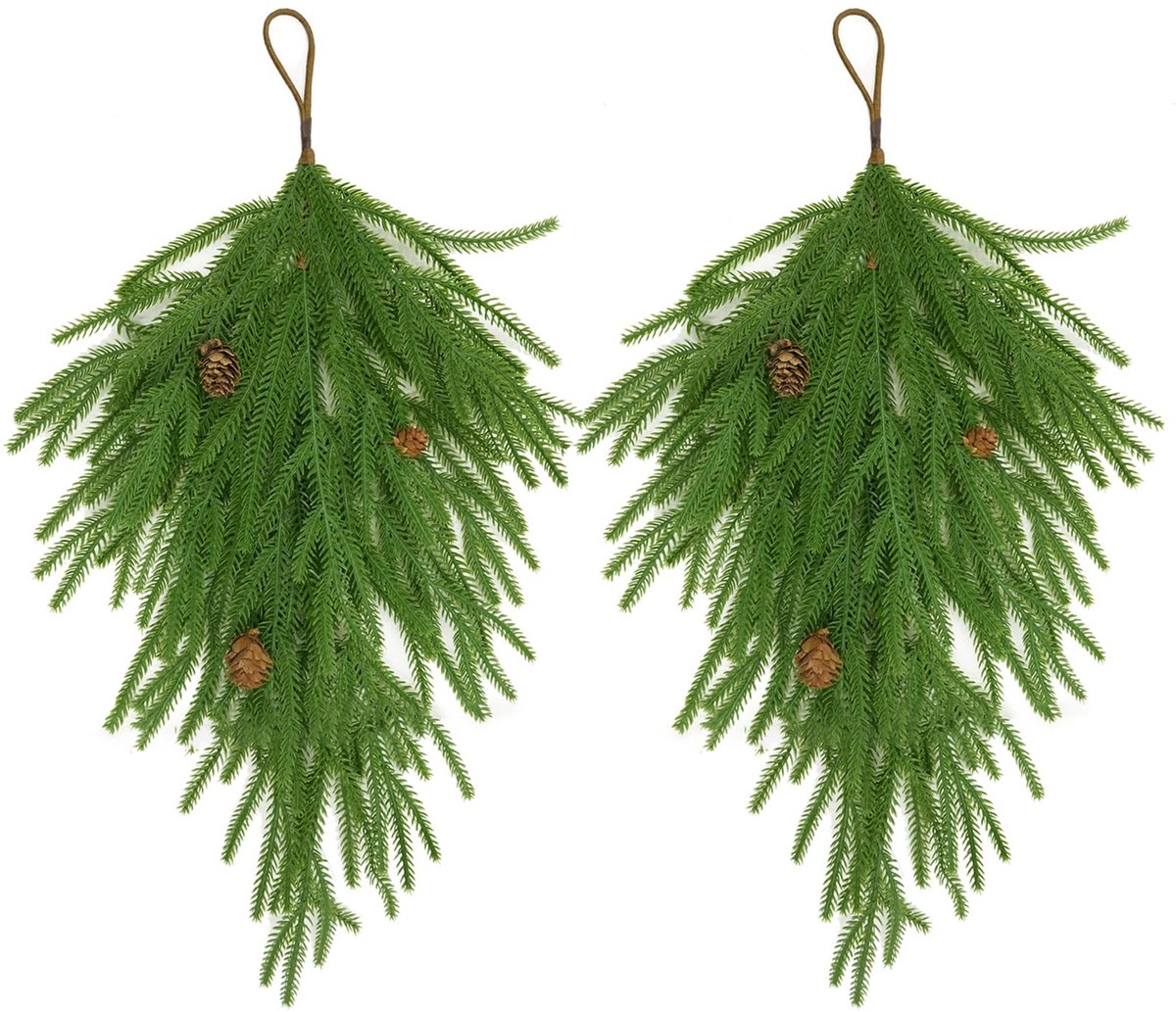 Dailygoods - 2 Stuks Kunstmatige Kerstdruppelswag - Realistische Dennenslinger voor Kerstdecoratie
