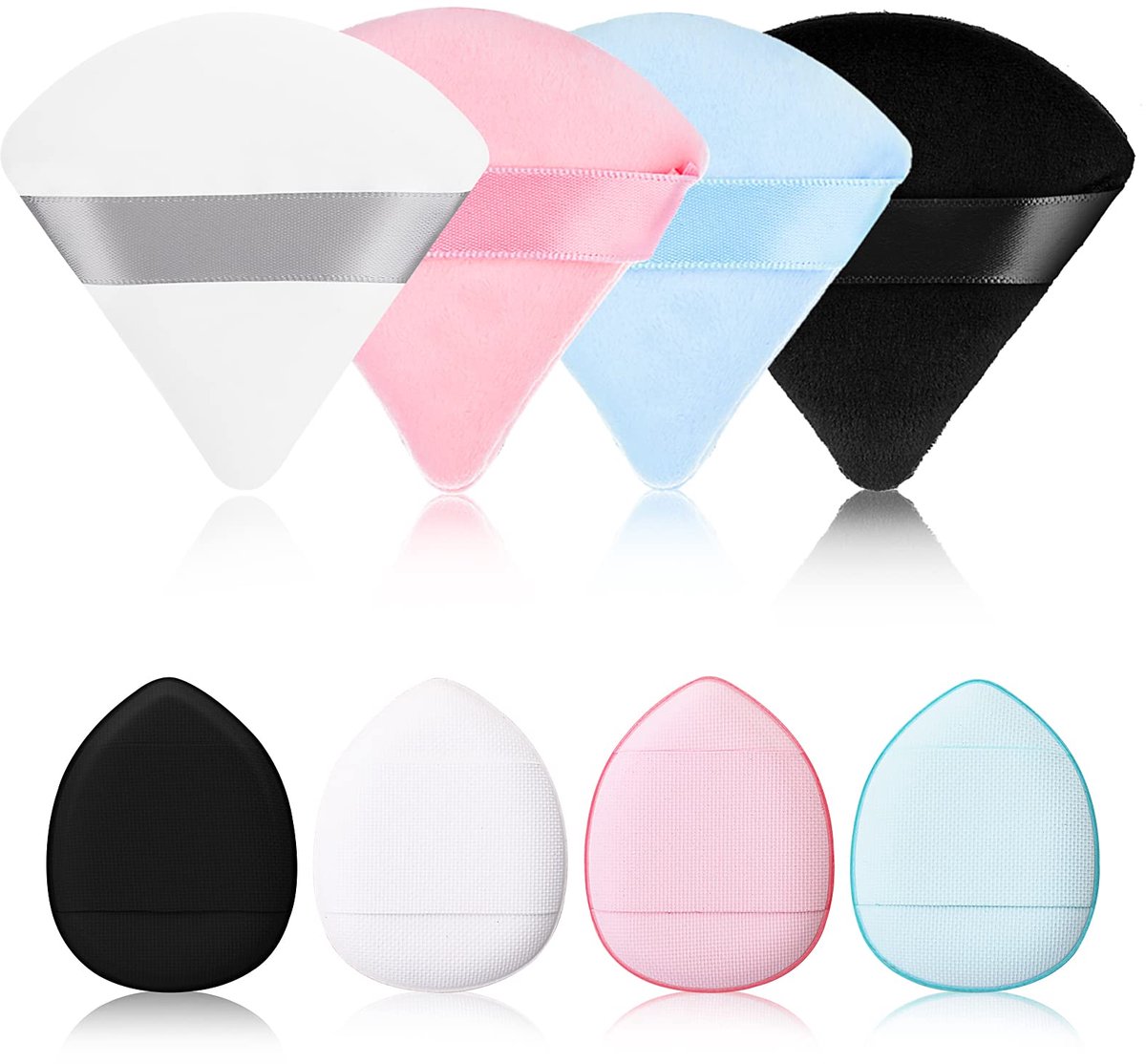 Dailygoods - 4 Stuks Triangulaire Make-up Sponsjes - Mini Met Handvat