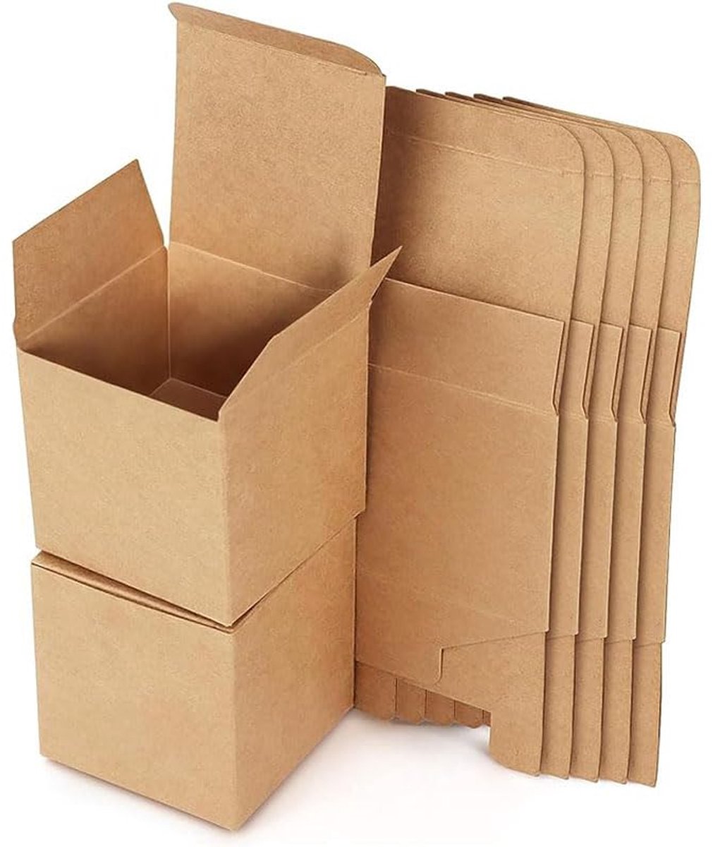 Dailygoods - Set van 15 Vierkante Cadeauboxen van Kraftpapier met Deksel voor Verjaardagen en Feesten
