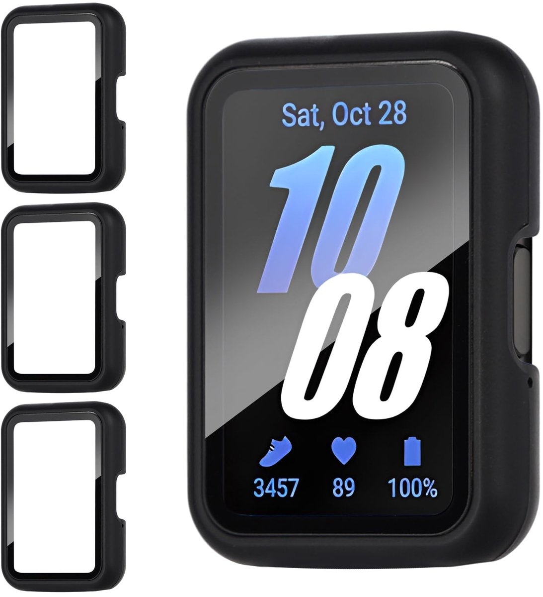 Dailygoods- Schermbeschermer 9H Hardheid - 3 Stuks - Beschermhoes - Polycarbonaat - HD-gehard Glas - Volledige Bescherming - Smartwatch Screen Protector