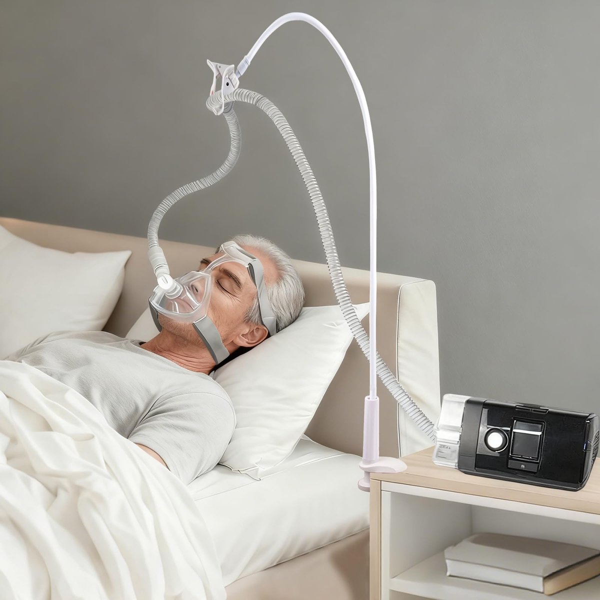 Dailygoods- Slanghouder Verstelbaar - CPAP Slangondersteuning - Klitvrij - Flexibel - Robuust - Eenvoudig te installeren - Slangsteun