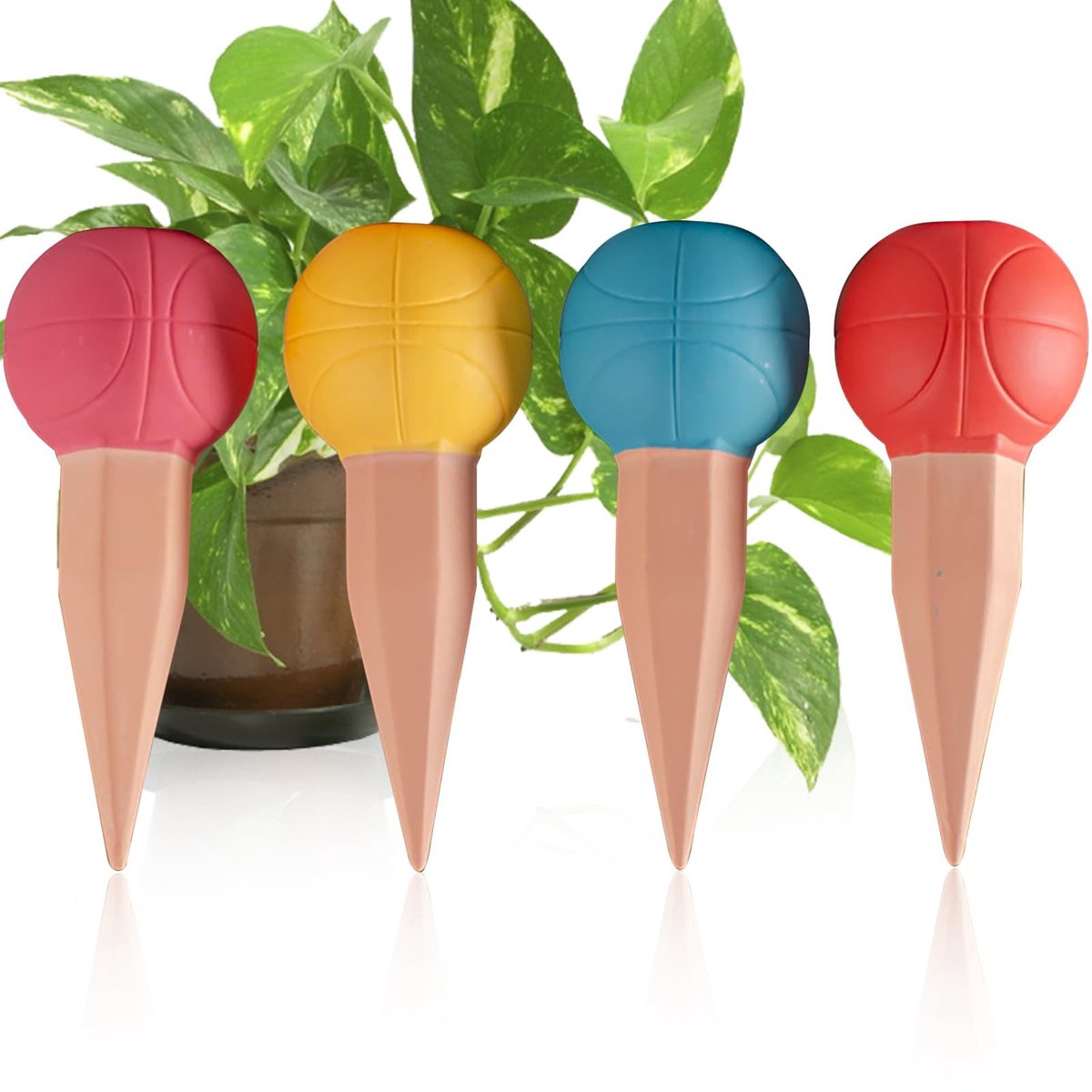 Dailygoods- Bewateringskegels set van 4 - Automatisch irrigatieapparaat - Gietslang voor kamerplanten - Decoratieve kleipotjes - 150 ml per kegels - Perfect voor vakantiegebruik - Plantenbewateringssysteem