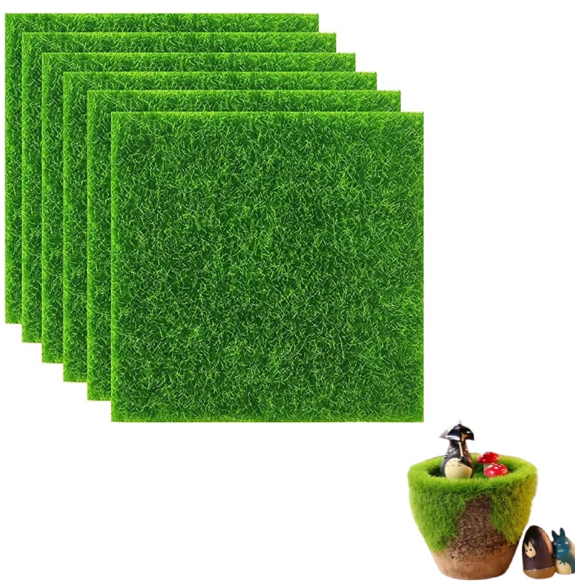 Dailygoods - Miniatuur Kunstgras - 6 Stuks Kunstmatige Mos Gras voor Tuin en Balkon Decoratie