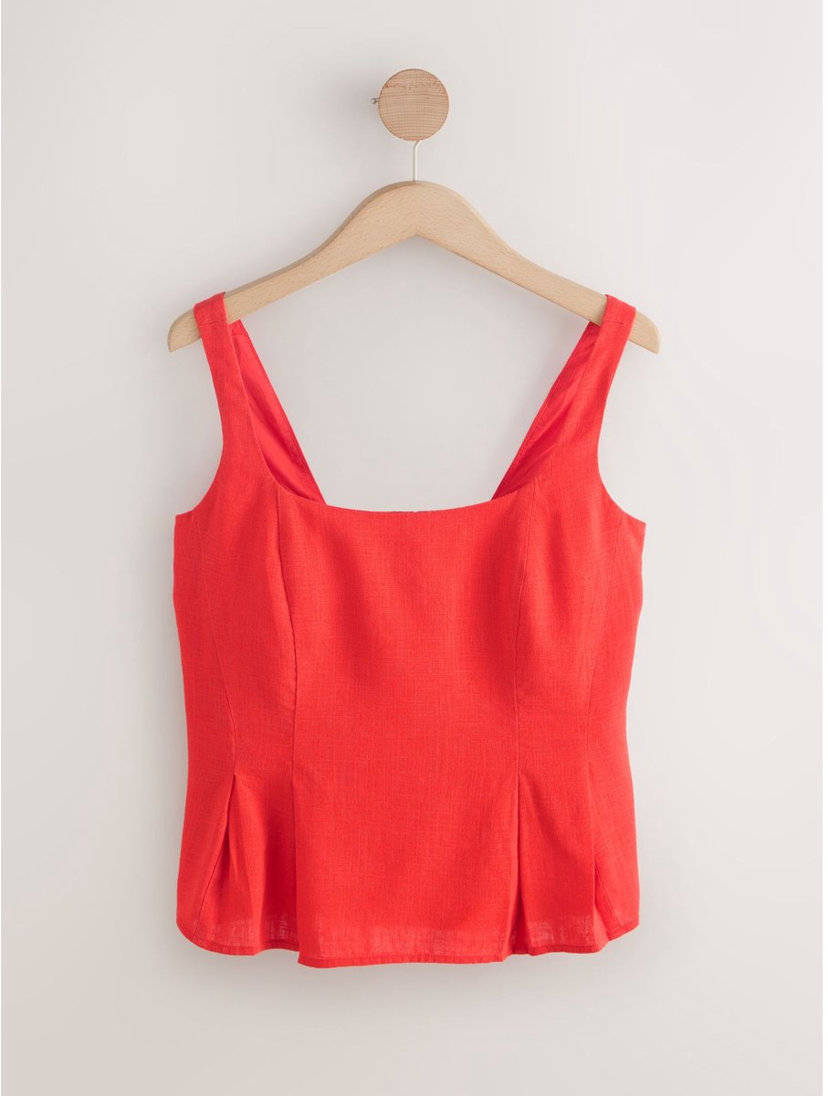 Next - Dames - Peplumtop met linnen - Rood