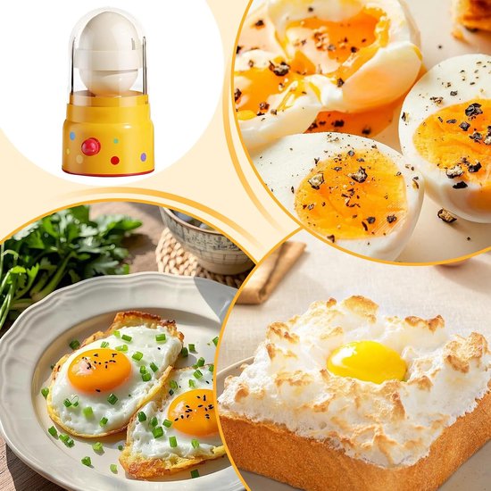 Eimixer Shaker - Keuken Gadget - Gouden Eimengsels Maken - Handmatige Trekker - Compact Ontwerp - Geel — afbeelding 3