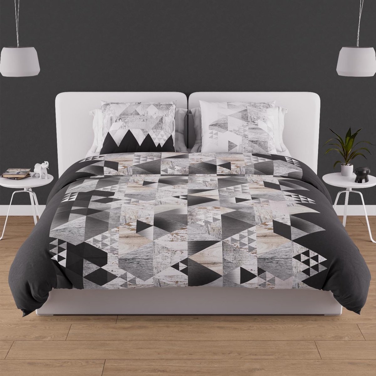 SnelShoppen - Dekbedovertrek Set 220x240 cm Katoen Grijs Nordic Stijl voor Luxe Slaapkamer, Comfortabel en Ademend Dekbedovertrek voor Volwassenen