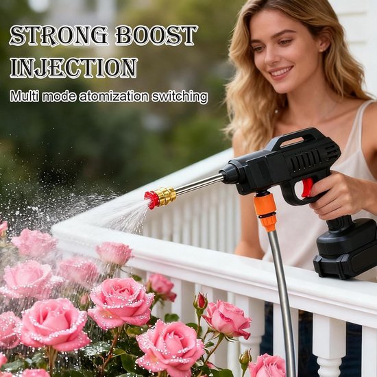 Draadloze Hogedrukreiniger - Draagbare Power Washer - Auto's en Tuinen Reinigen - Dubbele Waterpatronen - 16 kg - Zwart — afbeelding 2