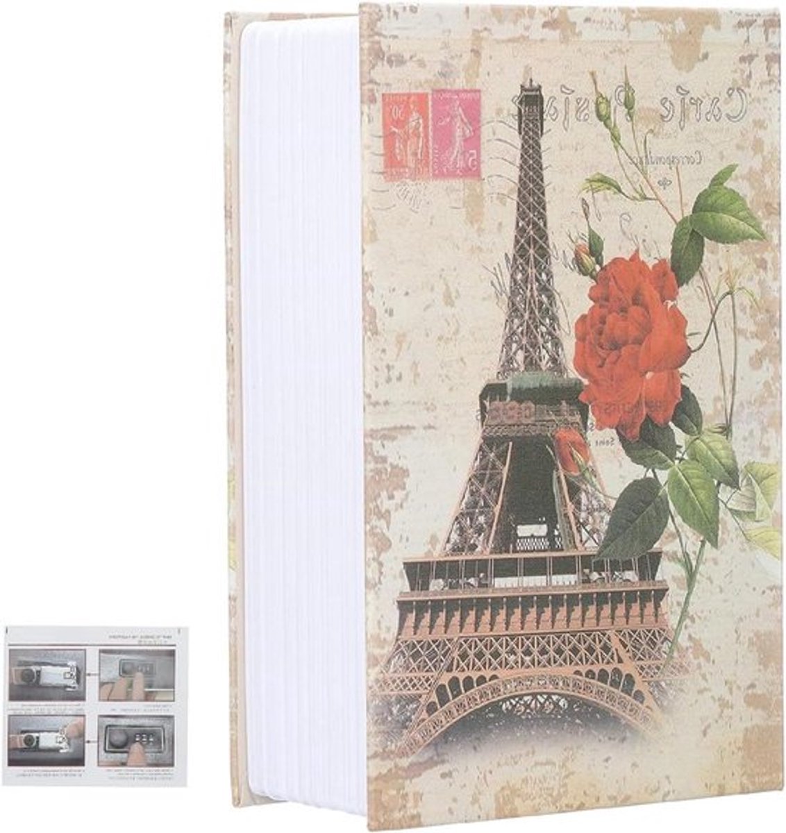 Parijse Toren Kluis Boekenkluis met Combinatieslot 18 x 11,7 x 5,6 cm Verborgen Kluisje voor Sieraden en Contant Geld