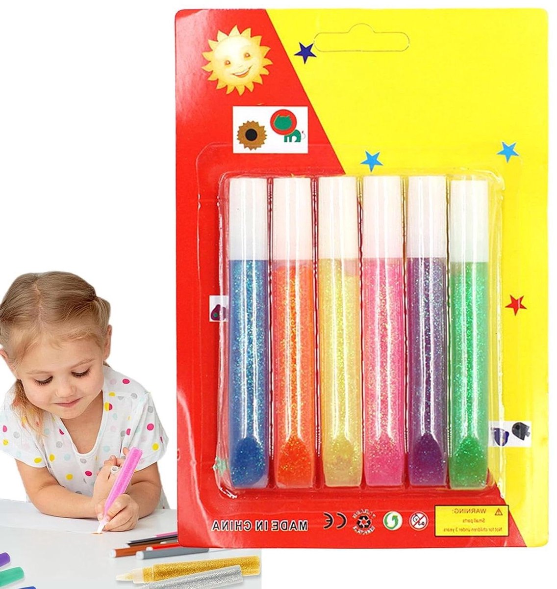 Glitterlijm Pennen - Gekleurde Lijm - Knutselen en Decoreren - Wasbaar en Veilig - 6 Stuks - Multicolor