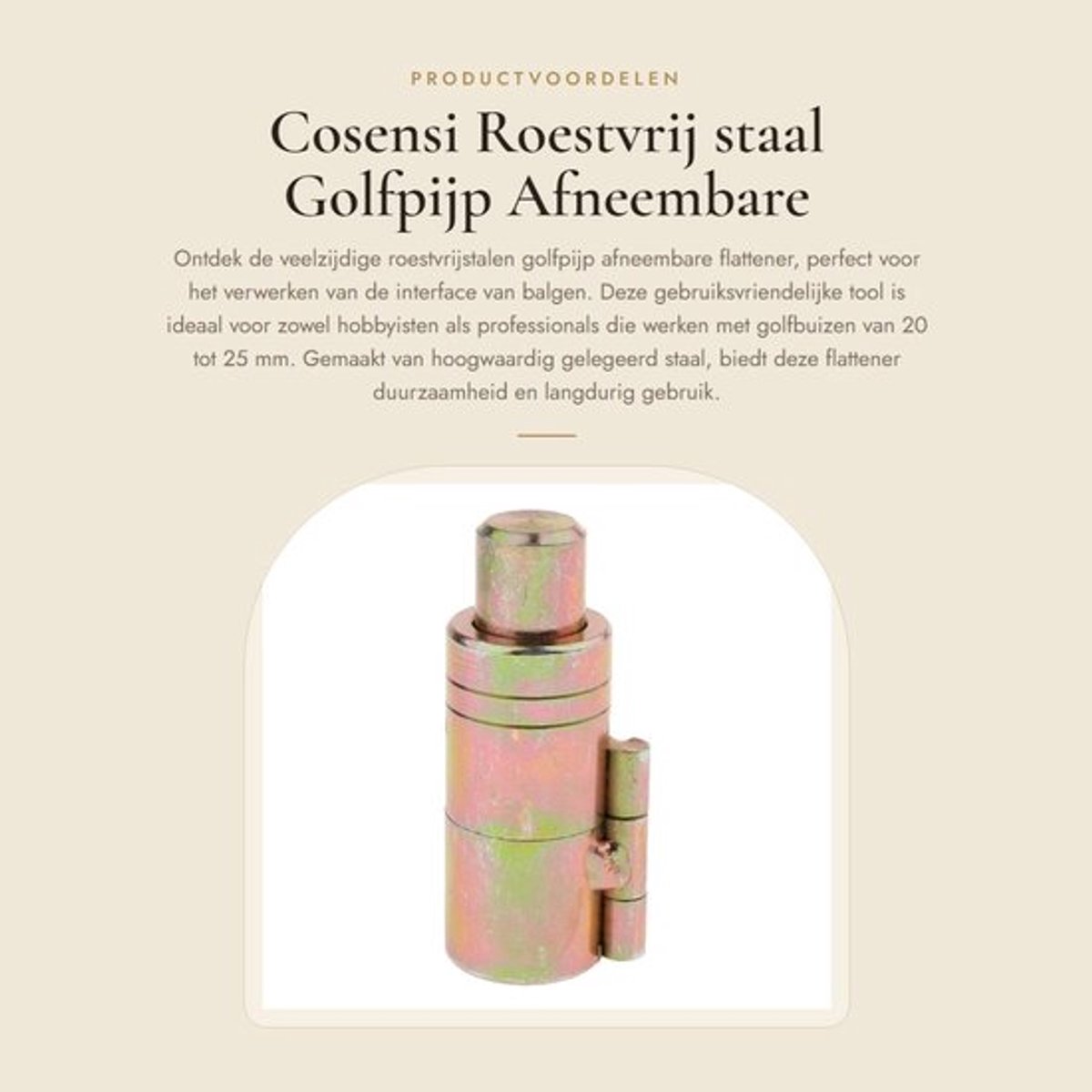 Golfpijp Roestvrij Staal - Afneembare Flattener - Balg Interface Tool - Geschikt voor 20/25 mm - Draagbaar - Gemakkelijk te Gebruiken - Buisvormer