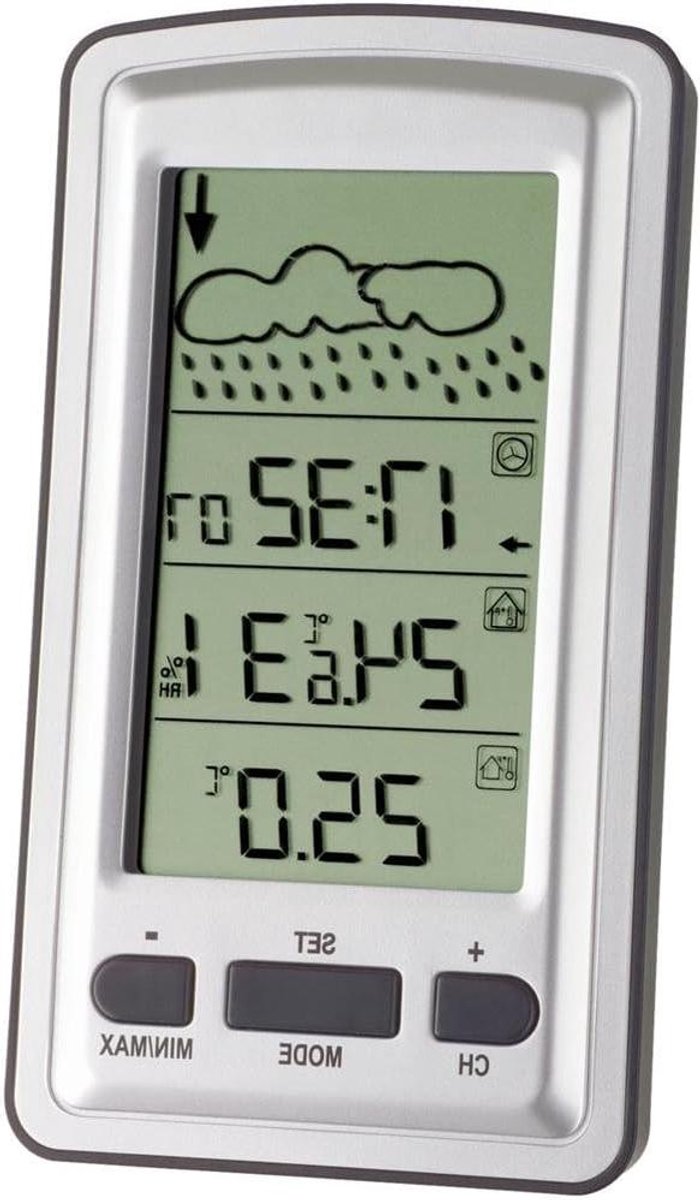 Draadloos Weerstation - Weercomputer Thermometer - Binnenklimaat Monitoren - Luchtdruk Tendens - 143 mm - Zilver