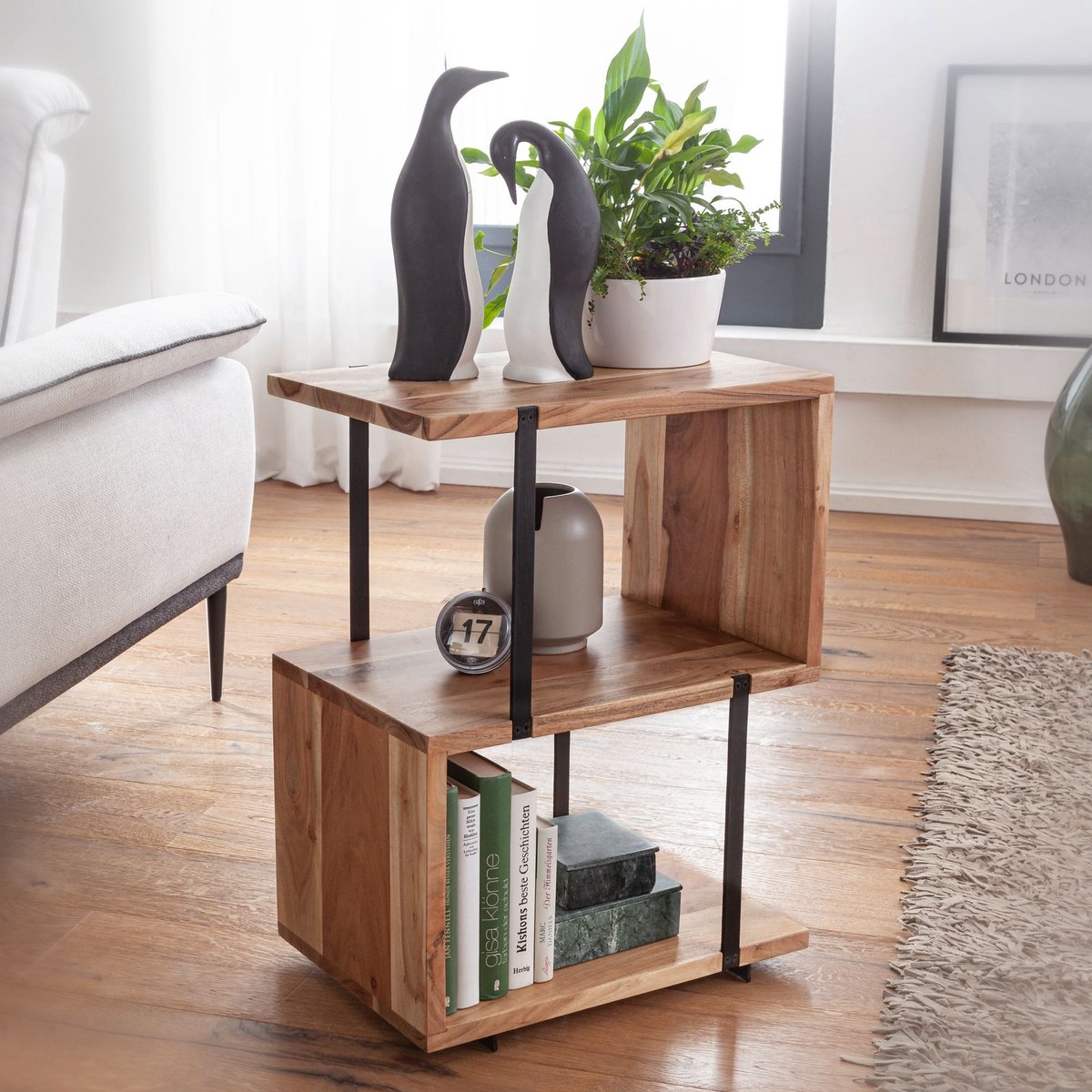 Bijzettafel S-vorm acaciahout 45 cm