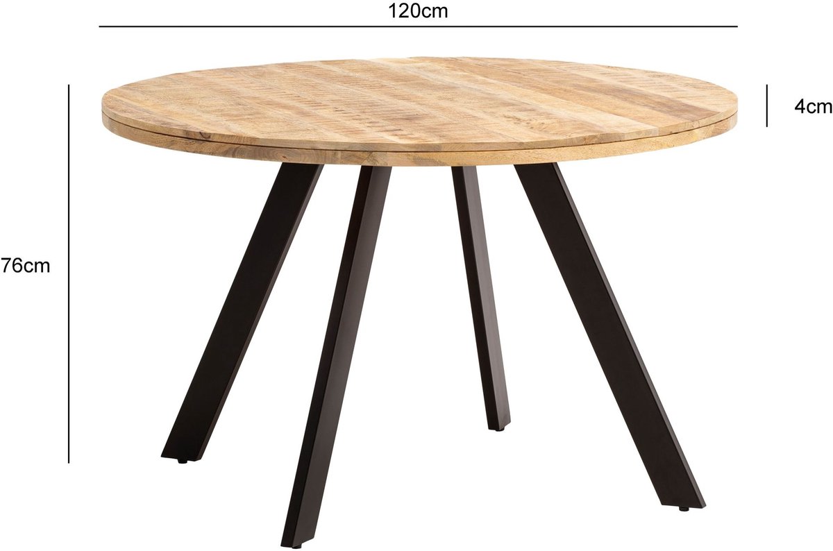 Eettafel mangohout 120x120 cm - WL7.054