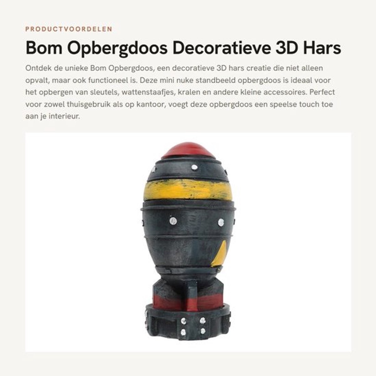Opbergdoos Decoratief - 3D Hars Model - Mini Opbergbak - Sleutels/Ornamenten - Wattenstaafjes/Kralen - Ambachtelijk Ontwerp