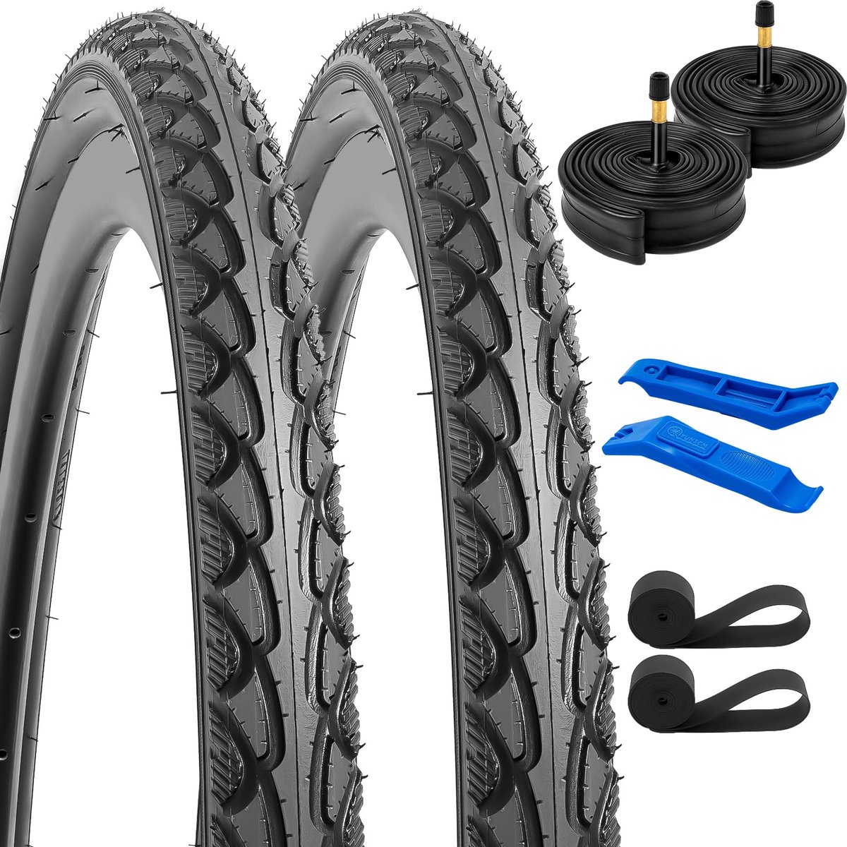 SnelShoppen - 2-PCS 700C RoadFietsbanden 700x38C/40-622 met Heavy Duty Binnenband Schrader Ventiel - Geschikt voor 700x36-40C Fietsen - Duurzaam en Be