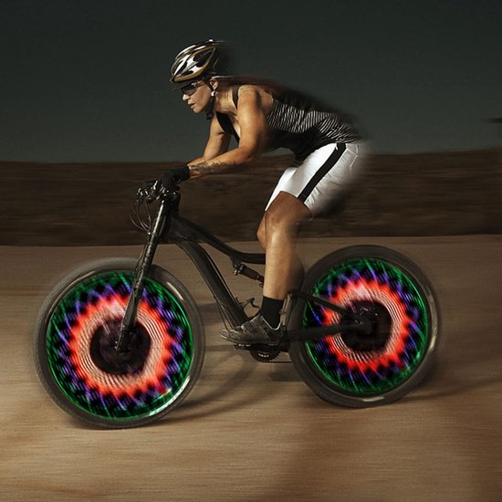 Wielverlichting LED - Fietsverlichting Spaak - Fietsen Zichtbaarheid - 32 Automatische Patronen - 127 cm - Multicolor — afbeelding 3