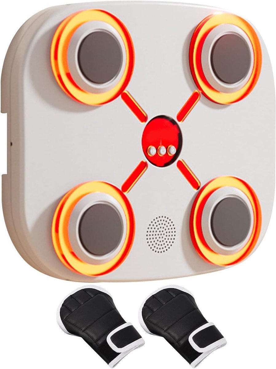 Boksmachine met Muziek - Fitness Bokszak - Thuis Fitness - Interactieve Lichtpatronen - 30 cm Breed - Zwart