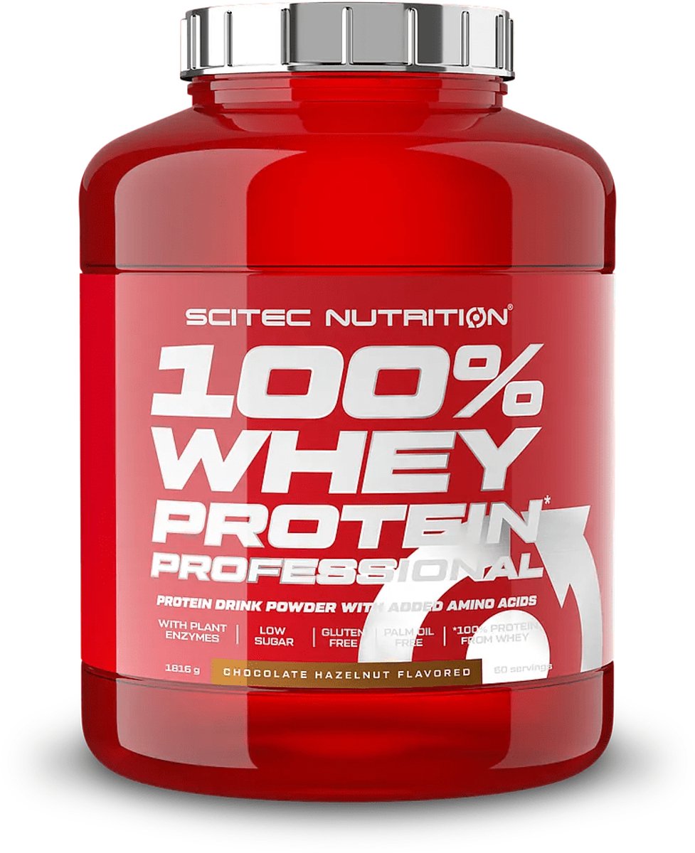 Scitec Nutrition® - 100% Whey Protein Professional (1816 gram - Chocolate/Hazelnut) - Chocolade/Hazelnoot - 60 eiwitshakes - Premium proteine poeder - eiwitpoeder met aminozuren