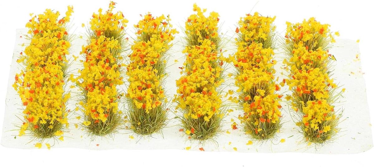 Grasmodel Clusters - Miniatuur Gras Kunstgras - Landschap Decoratie - Realistisch Ontwerp - 11 x 5.5 x 1 cm - Geel