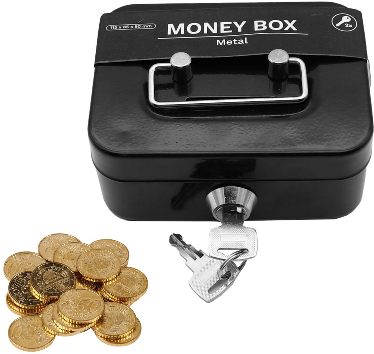 Dailygoods - Lockable Cash Box met Sleutel - Compacte Geldcassette voor Veilig Bewaren van Contanten
