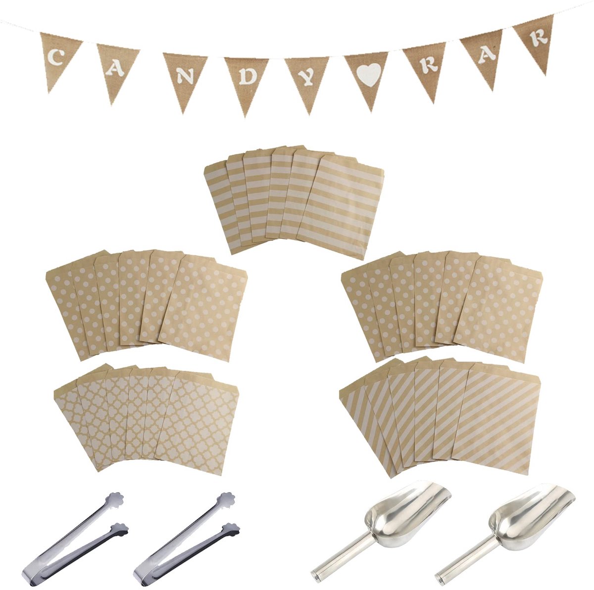 Dailygoods - 35 Stuks Candy Bar Accessoires - Decoratieset voor Snoepfeesten en Candy Carts