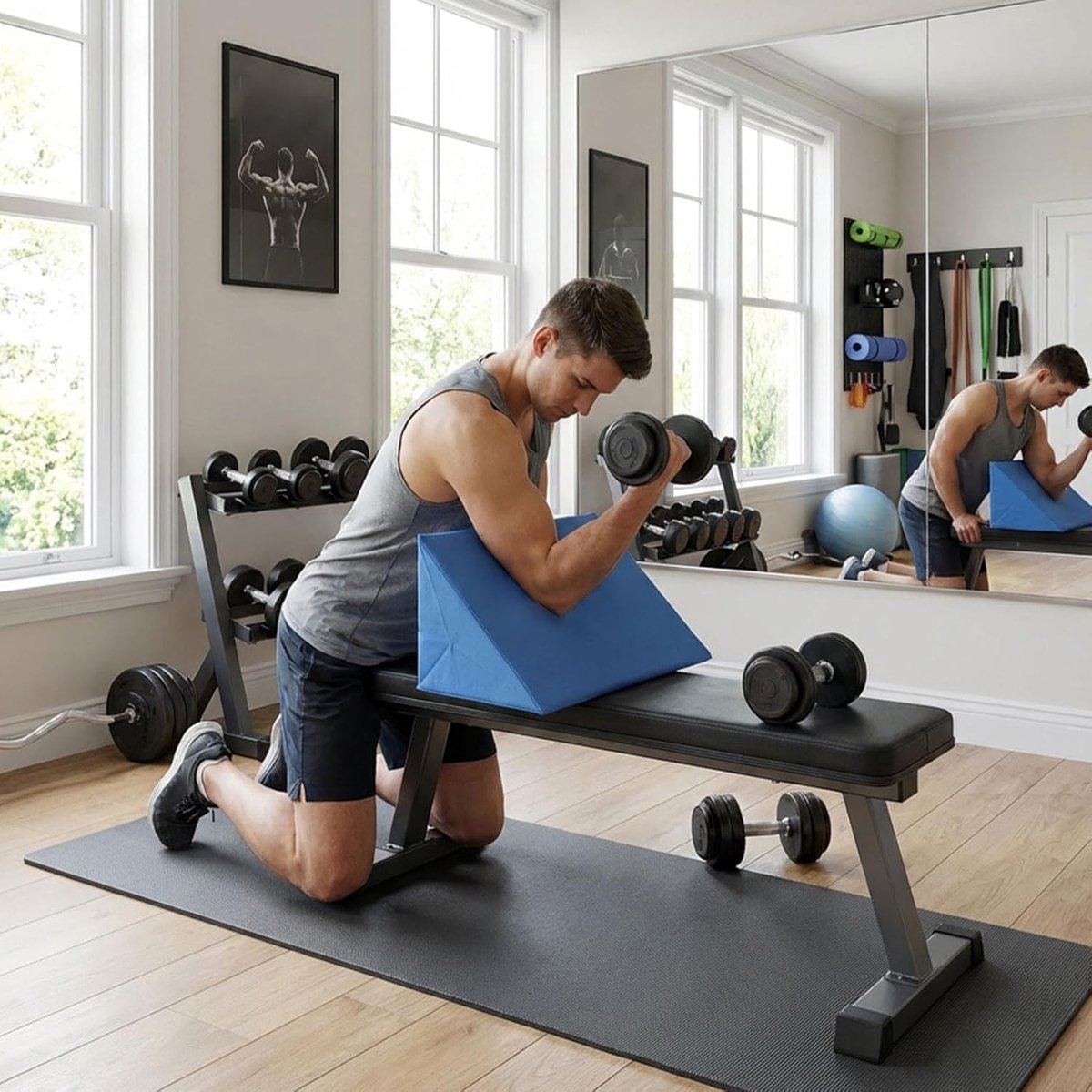 Trainingsmat Armen - Biceps Kussen - Kracht Training - Verbeterde Stabiliteit - 50 x 25 x 20 cm - Blauw