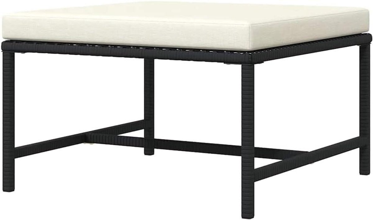 Modulaire Voetenbank - Poef Tuin - Buiten Ontspannen - Verwijderbare Kussen - 60x60x32 cm - Zwart