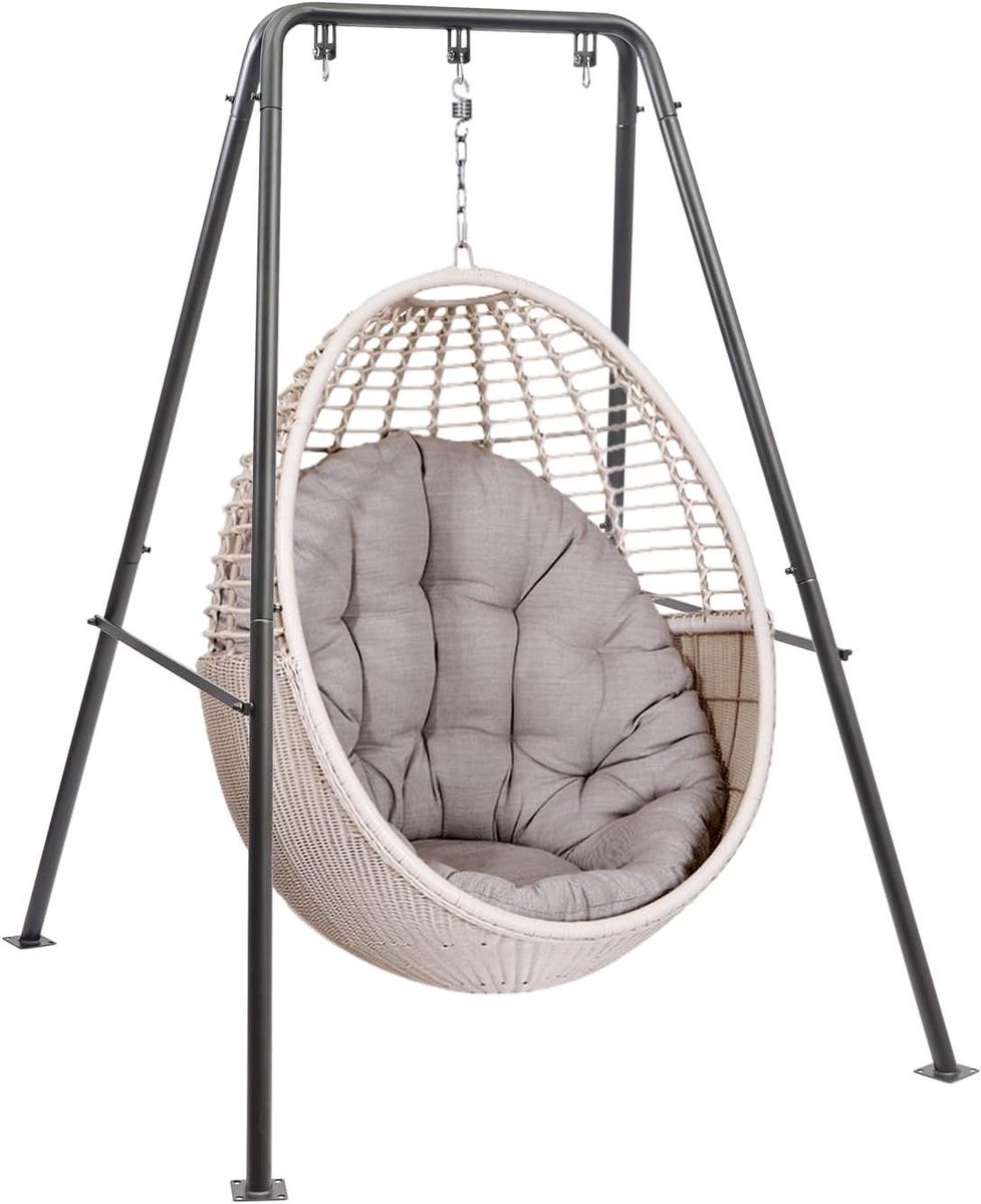 Hangstoelframe - Schommelframe Draagbaar frame - Ontspannen Buiten - Opvouwbaar Ontwerp - 134 x 118 x 178 cm - Zwart