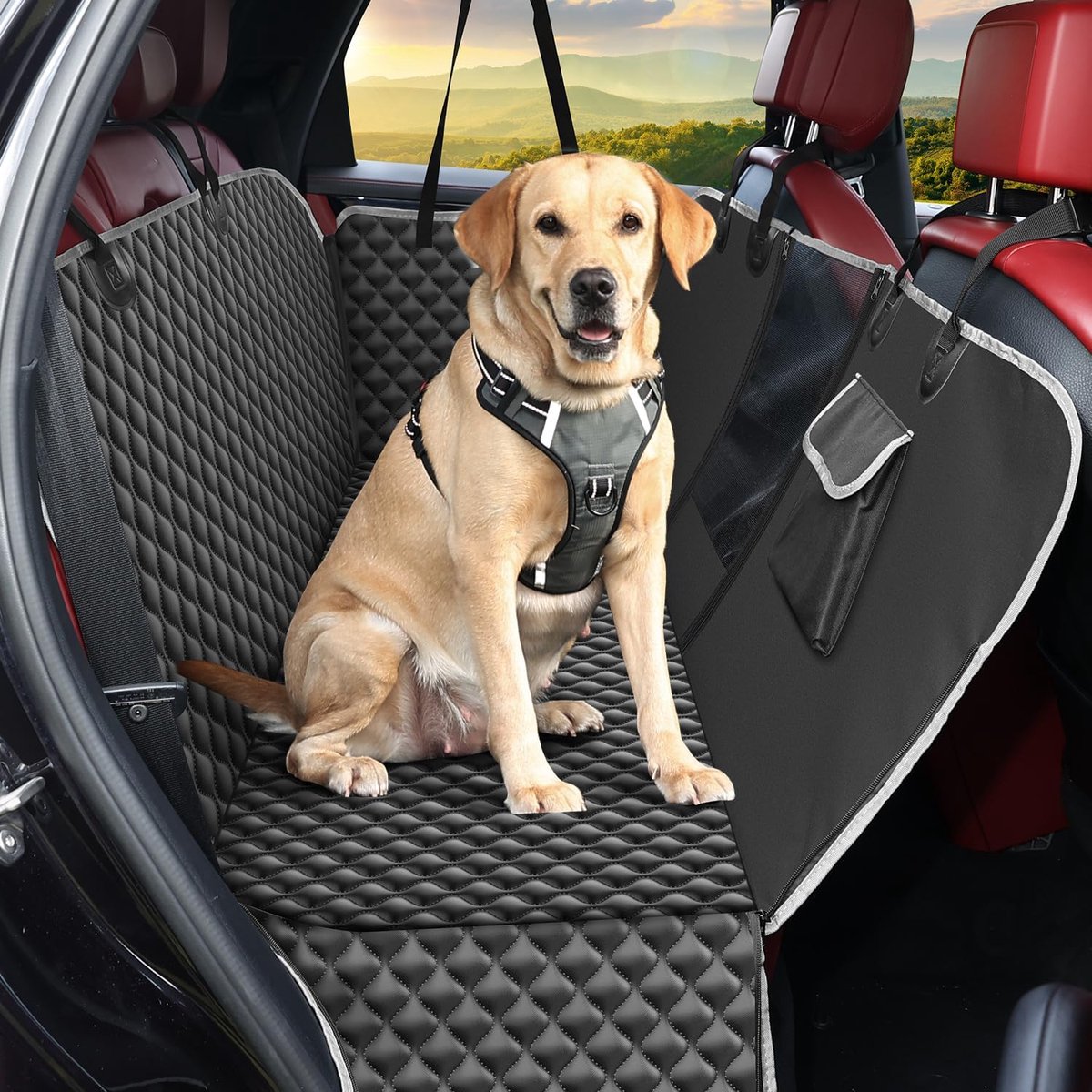 SnelShoppen - Hond Autostoel Cover Hangmat met Mesh Venster - Duurzaam Krasbestendig Waterdicht - Bescherming Achterbank voor Auto's, Vrachtwagens, SU