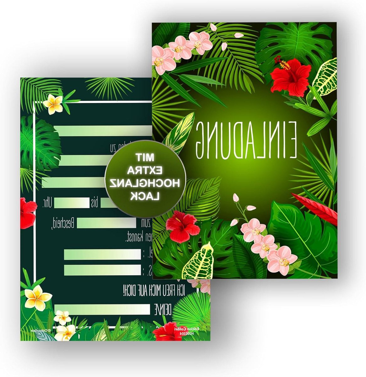 Uitnodigingskaarten Jungle - Feestkaarten Tropisch - Feest organiseren - Stevig Kartonpapier - 10 stuks A6 - Wit