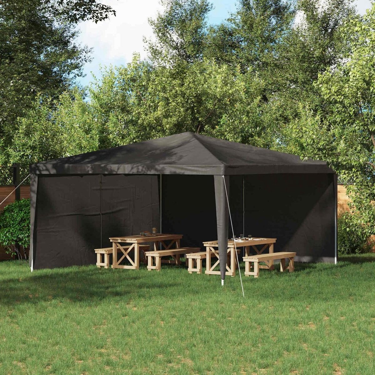 Partytent zijpaneel - Tentwand paviljoenwand - Buitenfeesten beschermen - Waterdicht UV-bestendig - 400 x 195 cm - Antraciet