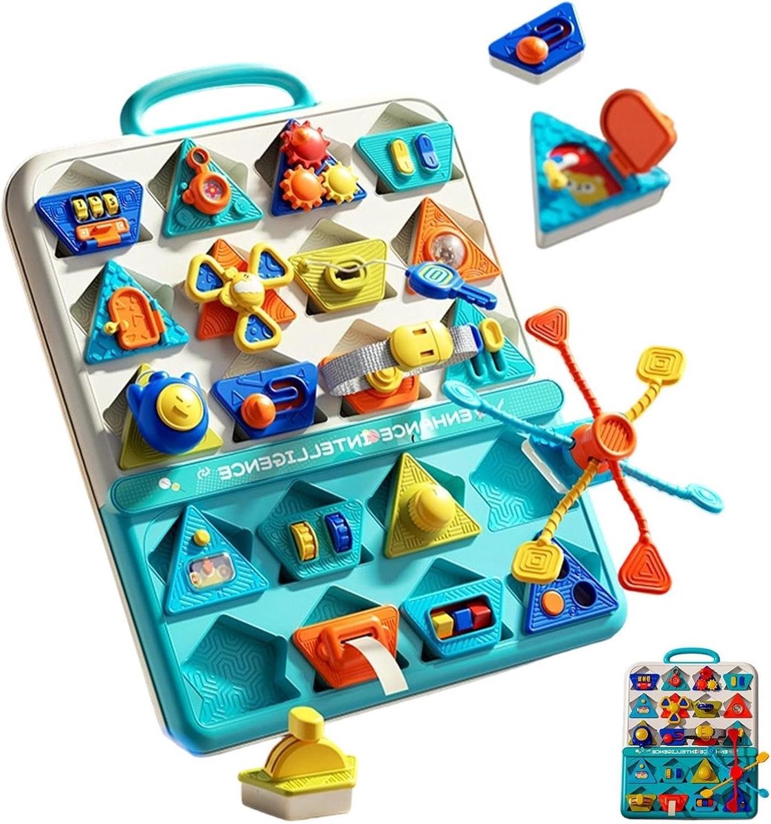 Motoriek Bord - Sensorisch Speelgoed - Kinderen Leren - Vormen en Kleuren Sorteren - 43.5 x 34 x 8 cm