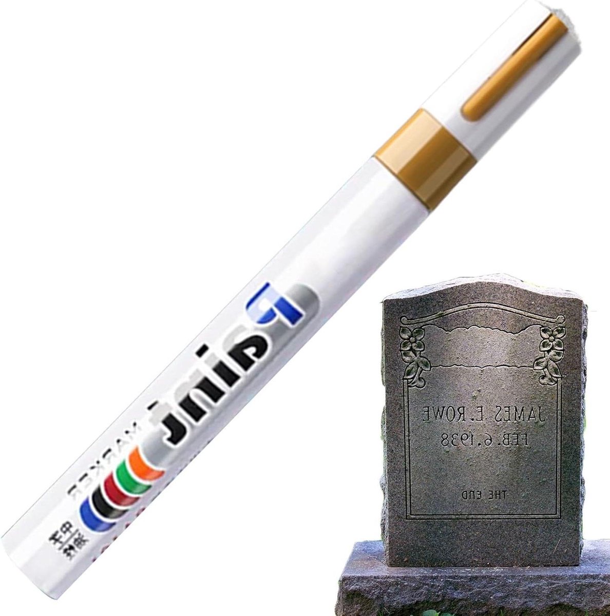 Verfstift - Restauratie Stift - Grafsteen Restauratie - Langdurige Dekking - 14.5 cm - Goud