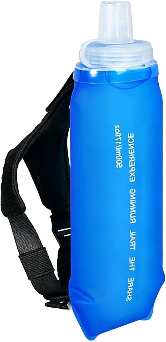 Opvouwbare Waterfles - Soft Flask Drinkfles - Outdoor Hydratatie - Verstelbare Polsband - 500 ml - Blauw