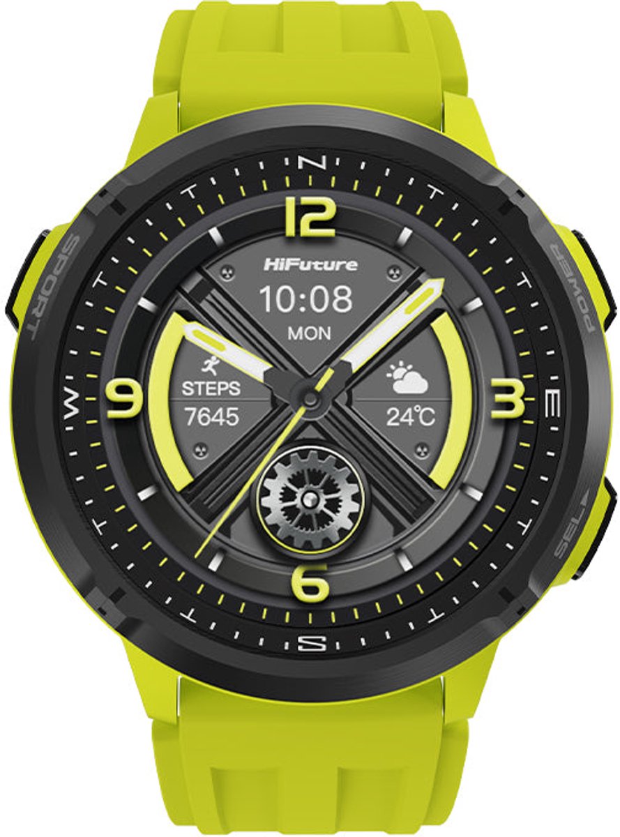 HiFuture MIX 3 Smartwatch - 1,43 inch AMOLED - Bluetooth bellen - Hartslagmeter & SpO2 - 47 mm - Geel