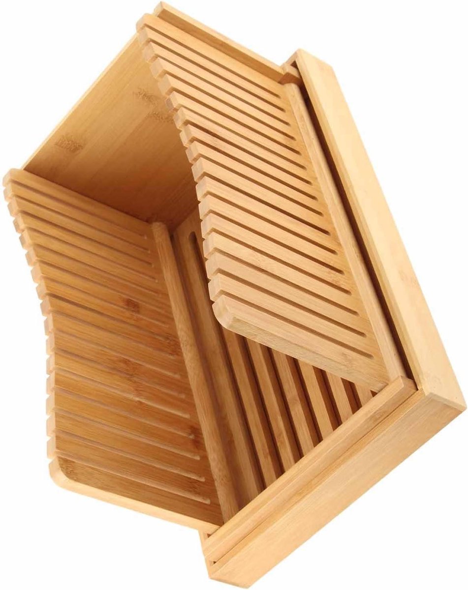 Broodsnijmachine Bamboe - Broodsnijder Opvouwbaar - Zelf Brood Snijden - Met Kruimellade - 33x22x6 cm - Natuurlijk Bamboe