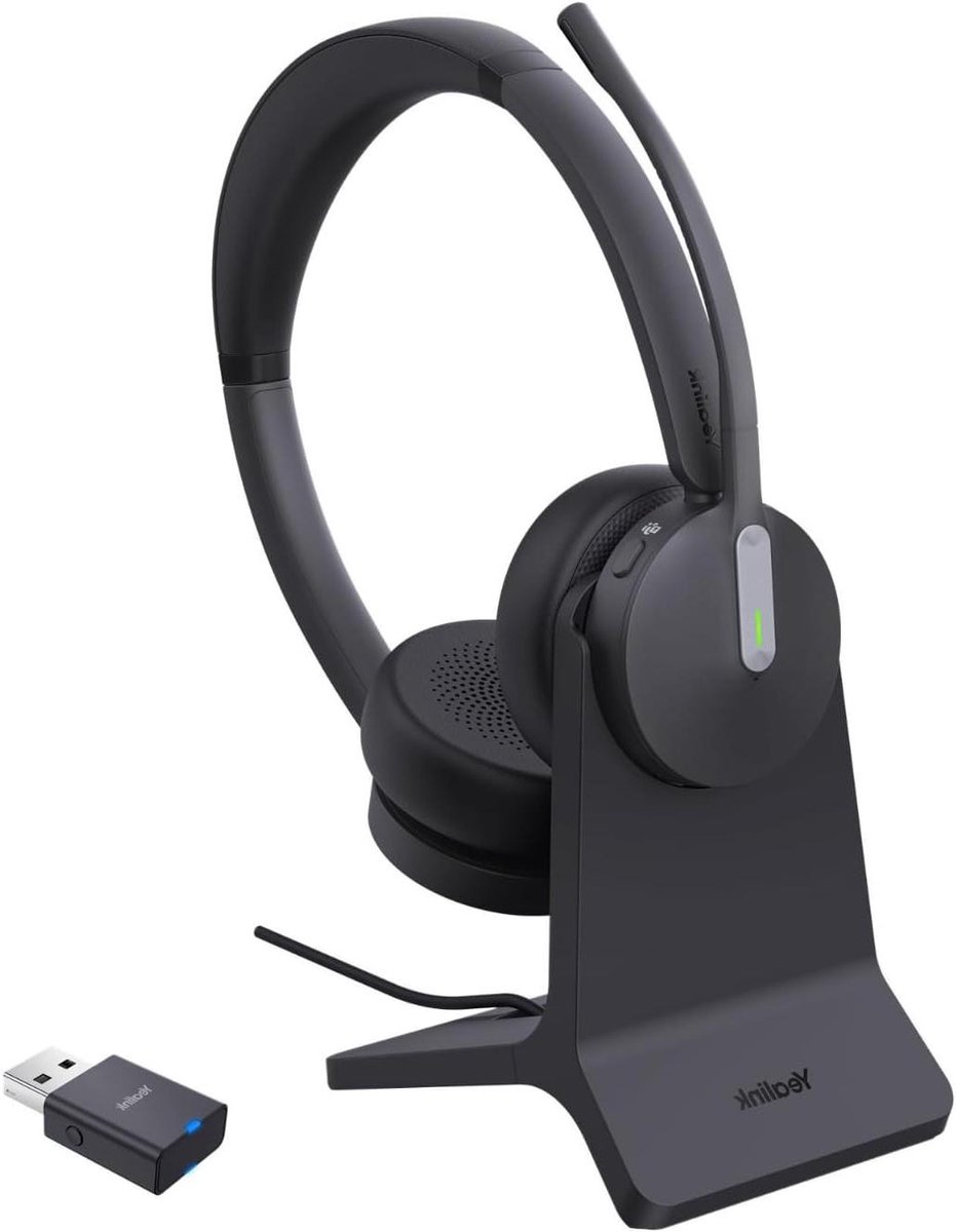 Draadloze Headset - DECT Bluetooth Headset - Hybride Werken - Akoestische Shield 2.0 - 150m Bereik - Zwart