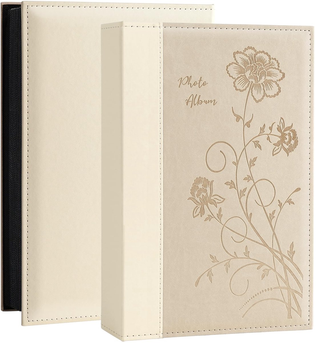 SnelShoppen - Miaikoe Fotoalbum 6x4 300 Foto's Inschuifbaar Lederen Hoes Bruiloft Familie Fotoalbum Beige Extra Grote Capaciteit voor 10x15cm Landscha