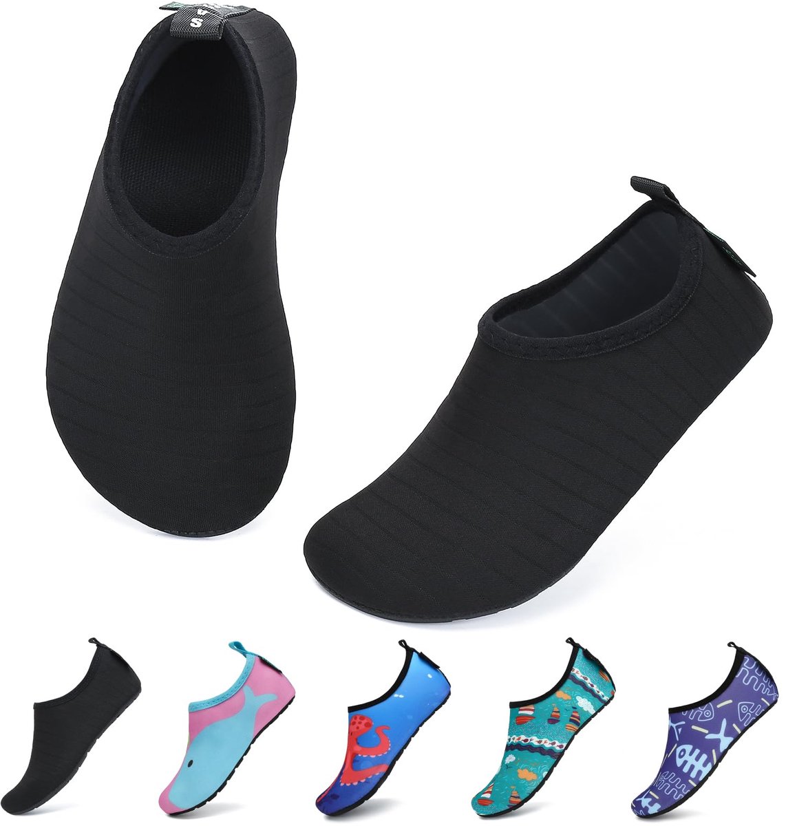 SnelShoppen - Kinderzwemschoenen Aquaschoenen Peuter Inktzwart 28/29 EU - Waterschoenen voor Strand en Zwembad - Comfortabele Strandschoenen Jongens M