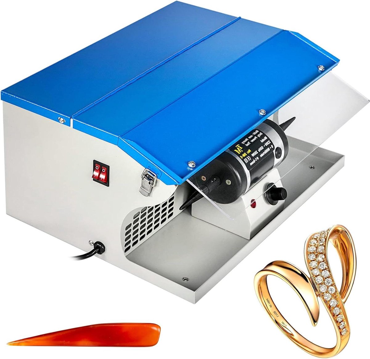 Sieraden Polijstmachine - Metaal Buffer - Sieraden Polijsten - Ingebouwde Stofafscheider - 0-8000 RPM - Blauw