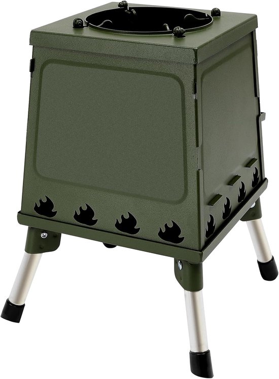 Raketoven Houtkachel - Outdoor Kooktoestel Tentoven - Kamperen Koken Grillen - Winddicht Ontwerp - 22 x 22 x 32 cm — afbeelding 4