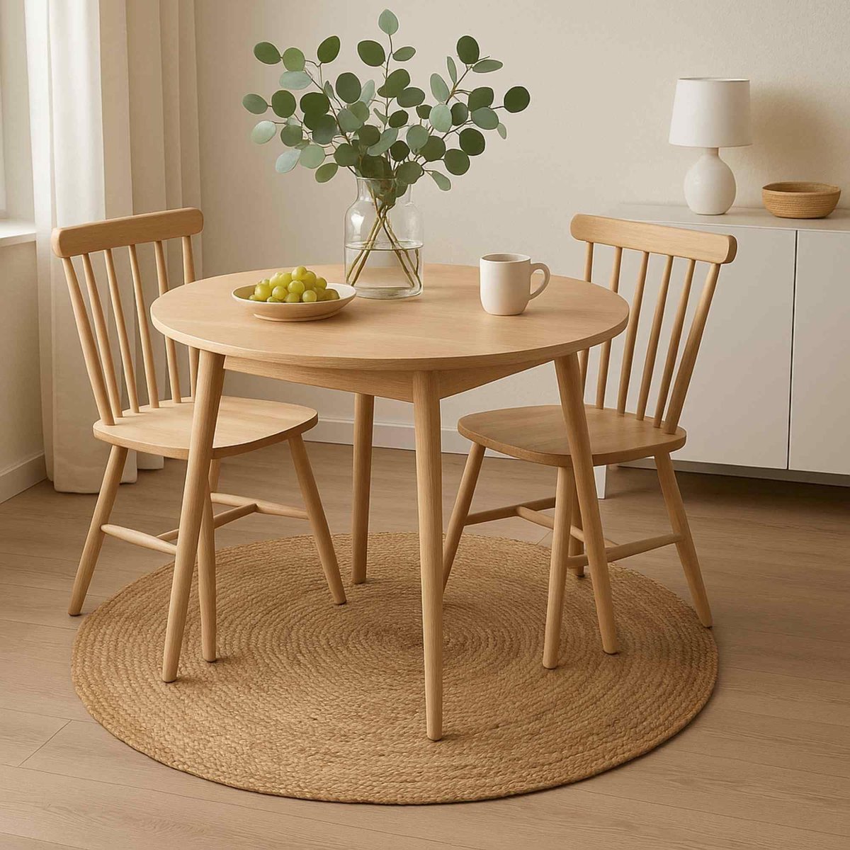 SnelShoppen - Rond Jute Tapijt 120 cm - Natuurlijke Jute Vloerkleed voor Woonkamer, Tuin, Keuken en Kinderkamer - Duurzaam en Milieuvriendelijk
