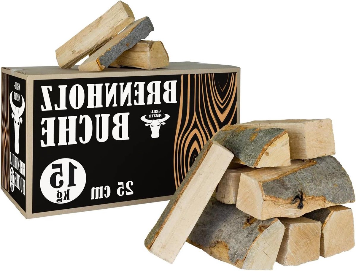 Beuken Brandhout - Houtblokken Kachel - Haard Verwarming - Gedroogd Hout - 25 cm - Bruin