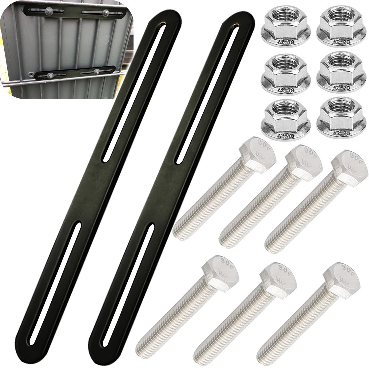Dailygoods - 2 Montage Sets voor Brievenbussen - Zwart, 360 mm