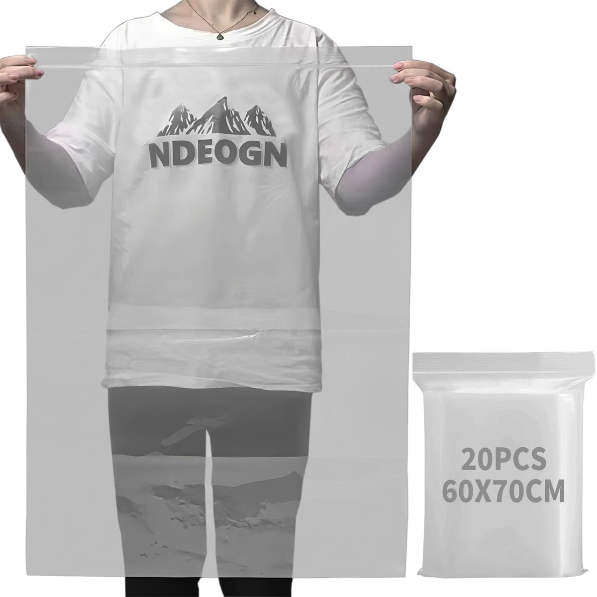 Dailygoods- Plastic Zakken 20 Stuks - Hersluitbare Zak - Transparante Opbergzak - Geschikt voor Kleding - Waterdicht - Ideaal voor Thuisopslag - Opbergzakken
