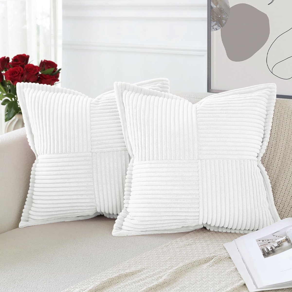 Dailygoods - Corduroy Kussenhoezen Set van 2 - Moderne Decoratieve Kussens