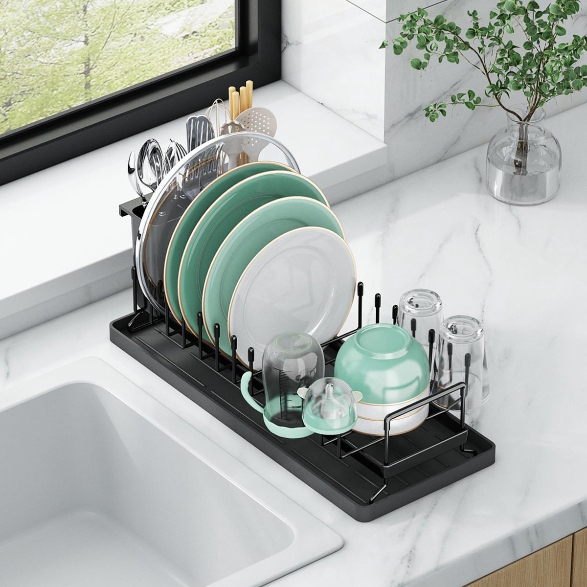 Dailygoods - Compacte Afwasrek met Siliconen Droogmat en Bestekhouder