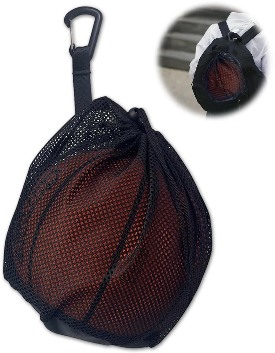Dailygoods - Sport Ballen Net - Draagbare Rugzak voor Voetbal en Basketbal met Trekkoord